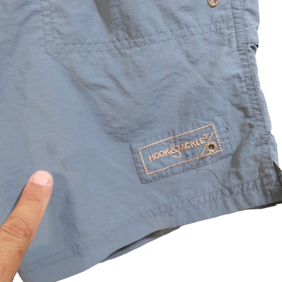 Hook & Tackle Fishing Shorts mens XL blue outdoor swim stash pocket - Picture 2 of 9